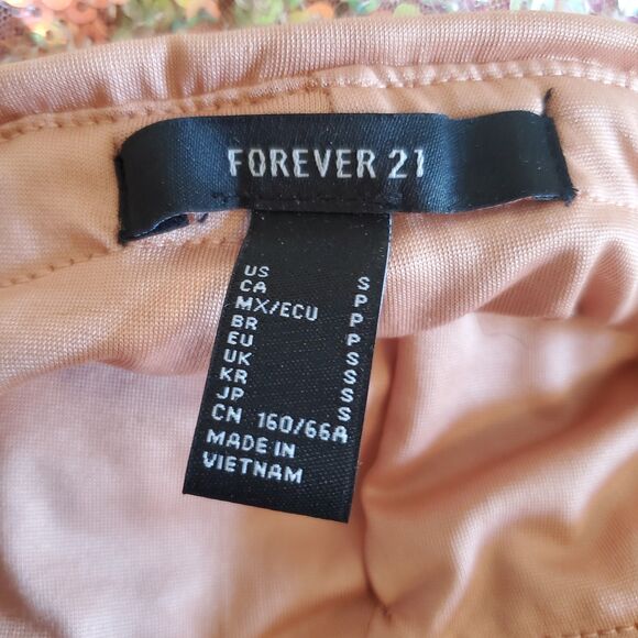 Forever 21 Sequin Mid Rise Flare Pants Women's Size S Pullon Peach Pink - Picture 15 of 16